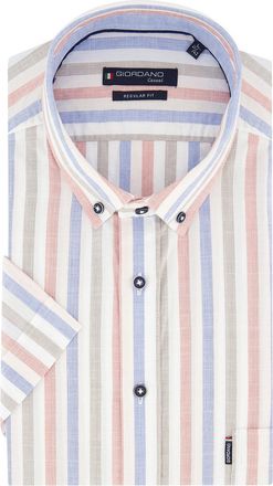 Giordano Overhemd Giordano strepen rood blauw met borstzak