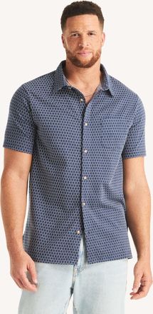 Nautica Big & Tall Classic Fit Printed Button-Front Polo