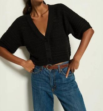 Nation Ltd Tabby V-Neck Cardigan In Jet Black