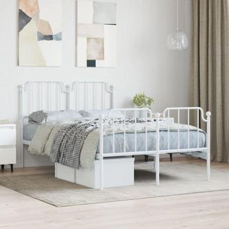 vidaXL Giroletto con Testiera e Pediera Metallo Bianco 120x200 cm - Vidaxl
