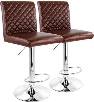 Elama 2 Piece Adjustable Tufted Faux Leather Bar Stool in Cherry at Nordstrom