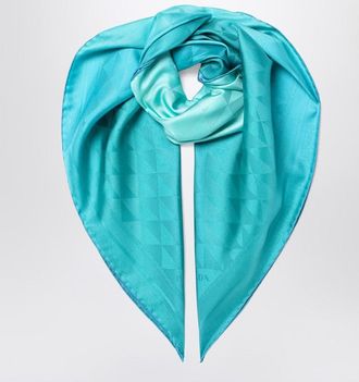 Prada Turquoise printed foulard in twill