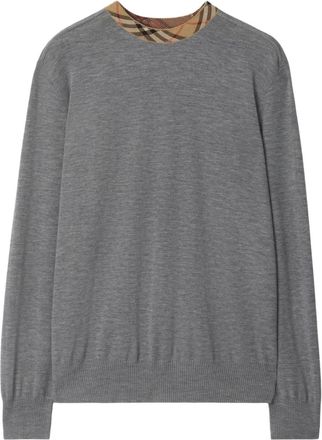 Burberry Maglione in lana con orlo a quadri - Grigio
