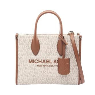 Michael Kors Pre-owned Tote Bags, female, Beige, Size: ONE SIZE Pre-owned Mirella S PVC Coated Canvas Leather Handbag