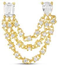 SHYMI 2-Stone Single Layered Chain Earring in Gold at Nordstrom