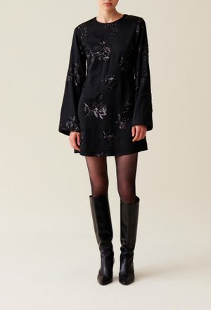 Claudie Pierlot Robe courte noire sequins brod&eacute;s