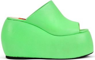 Simon Miller Bubble 100mm wedge sandals - women - Leather/Goat Skin/Goat Skin - 7 - Green