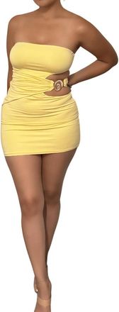 Lucy in the Sky Chelsea Cutout Bodycon Dress In Yellow