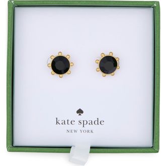 Kate Spade New York gold-tone bezel set crystal stud earrings in Jet at Nordstrom Rack