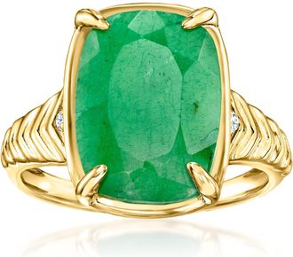 Ross-Simons Emerald Ring With Lab-Grown Diamonds in 18kt Gold Over Sterling