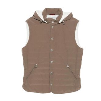 Brunello Cucinelli Hooded Quilted Gilet - Heren - Bodywarmers - Bruin - 2XL - Polyester - Jassen