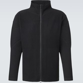 Homme Pliss&eacute; Issey Miyake Basics pleated zip-up cardigan