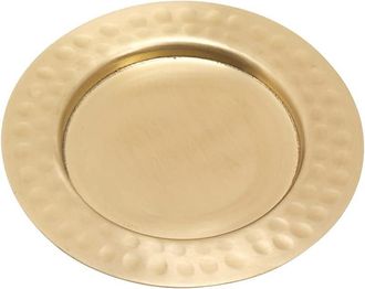 OEM Plato Para Velas De &Oslash;8 En Lat&oacute;n Chapado En Oro, Portavelas Con Borde Interior De &Oslash;6 Cm, Plato Decorativo 10470