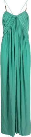 Lanvin embellished pleated maxi dress - women - Polyester - 38 - Green