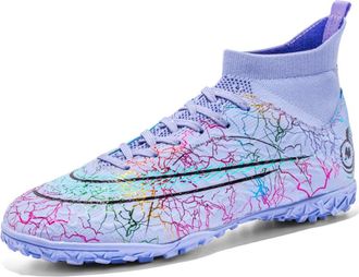 Generic Mens Breathable high-top Long and Short Stud Casual and Fashionable Football Shoes, Broken Nails - Purple, 5.5 UK