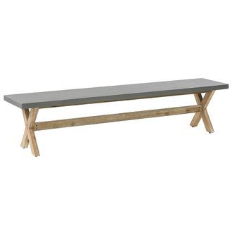 Beliani Beliani - Banco De Jard&iacute;n 3 Plazas De Cemento Reforzado Gris Madera Clara Olbia