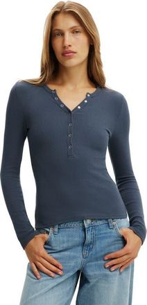 Cotton On Womens Blake Henley Long Sleeve in Collegiate Navy at Nordstrom, Size Xx-Small