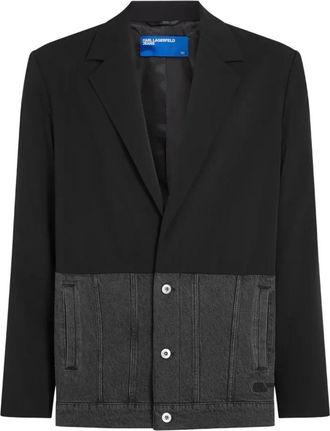 Karl Lagerfeld Denim Panel Blazer - Heren - Blazers - Zwart - S - Denim - Jassen