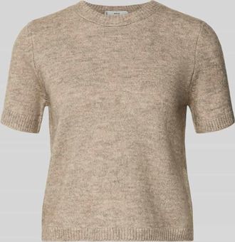 Mango Kurzarm Strickpullover mit gerippten Abschl&uuml;ssen Modell NEKKA in Beige, Gr&ouml;&szlig;e S