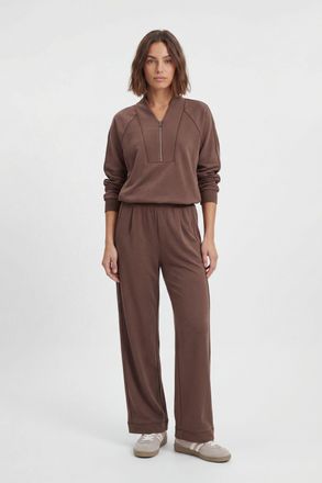Karen Millen Womens Premium Luxe Zip Up V Neck Sweatshirt - Chocolate Polyamide - Size Medium