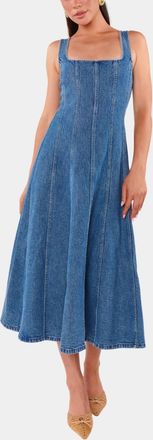 Show me your Mumu Prim Jean Midi Dress In Windy Indigo