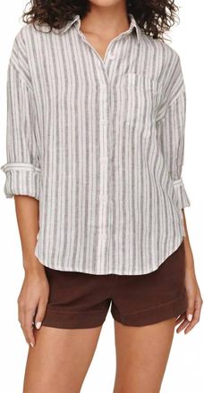 Bella Dahl Long Sleeve Oversize Pocket Shirt In Driftwood Stripe