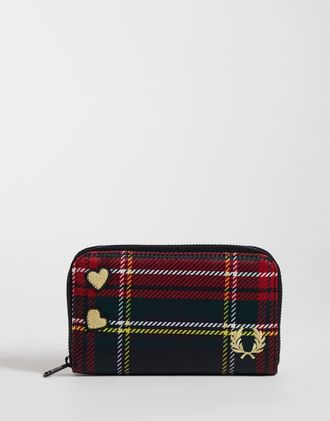 Fred Perry x Amy Winehouse portafoglio in nylon tartan con logo rosso