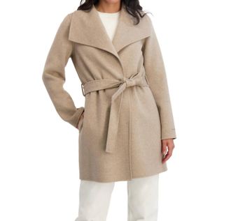 Elie Tahari Womens Double Face Wool-Blend Belted Coat In Oatmeal