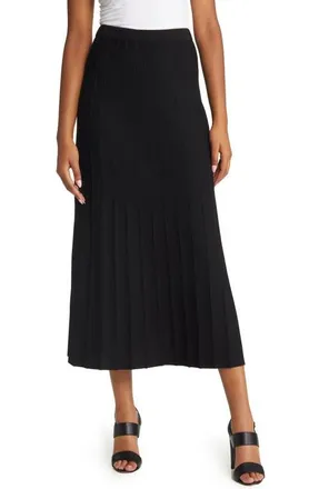 Ming Wang Pleated Pull-On Skirt in Black at Nordstrom, Size Xx-Small