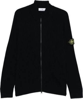 Stone Island Cardigan 5100006 a coste con zip - Blu