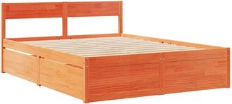 vidaXL Cama sin colchón madera maciza de pino marrón cera 140x200 cm Vidaxl