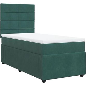 vidaXL Cama Box Spring Con Colch&oacute;n Terciopelo Verde Oscuro 90x190 Cm Vidaxl
