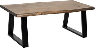 Koketto Home Mesa de centro con tapa de madera y patas de metal