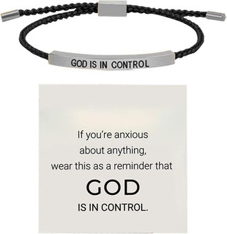 Generic God Is In Control Bracelet Inspirational Stainless Steel Lettering Adjustable Braided Bracelet Fbw954 (A, 26cm)