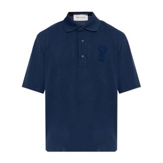 Ami Polo Shirts, male, Blue, Size: XL Polo With Patch