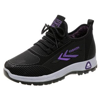 Generic Ladies Comfort Boots Ladies Fashion Solid Mesh Plush Thick Comfortable Casual Sports Shoes Womens High Heel Boots Fashion (Purple, 4.5)