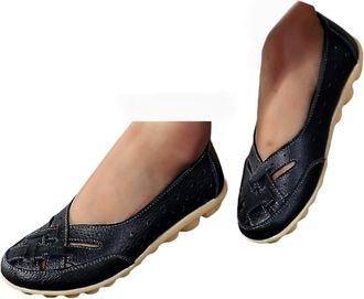 Generic Orthopedic Shoes,Orthopedic Loafers for Women, Loafers in Breathable Leather,Casual Round Toe Soft Walking Business Shoes Slip-On Low Top Light Weight