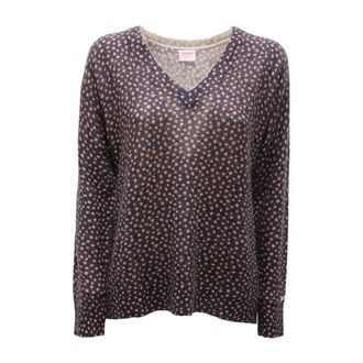 Sun 68 V-neck Knitwear, female, Multicolor, S, Navy Blue Wool V-Neck Jumper
