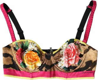 Dolce & Gabbana Zijde Blend Bloemen Bustier Crop Top - Dames - Tops zonder mouwen - Veelkleurig - S - Polyester - Tops