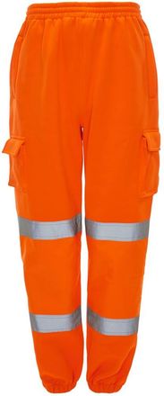 Generic AAIF RETAILS Men Hi Vis Trousers Fleece Jogging Bottom Visibility Safety Tape Visibility Combat Joggers Workwear Pant UK (Orange 3XL)