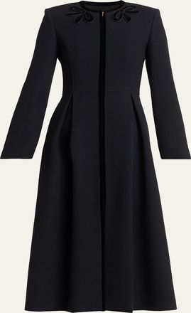 Valentino Garavani Tailored Velvet Trim Coat Dress