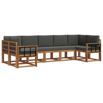vidaXL Conjunto De Sof&aacute;s De Exterior 7 Pcs Natural Y Antracita Vidaxl
