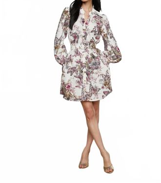 L'agence Butterfly Jungle Kiersten Long Sleeve Dress In White