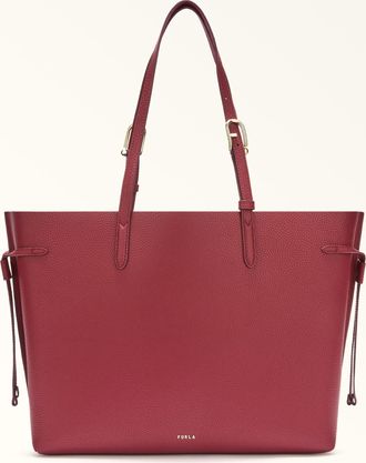 Furla Ava Borsa Shopping L Ciliegia D Rosso Pelle Di Vitello Pebble Double Donna