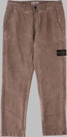 Stone Island Straight-Leg Grey Trousers with Textured Fabric and Distinctive Patch