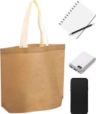 Generic Reusable Shopping Bags - Non-Woven Fabric Bags With Handles - Large Capacity Pack For Kitchen Picnic Travel Beach School Party Shopping, Khaki, Refer 