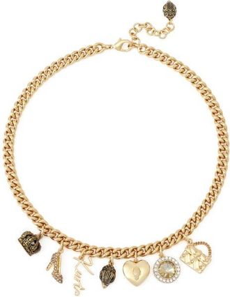 Kurt Geiger Mixed Charm Curb Chain Necklace in Gold at Nordstrom