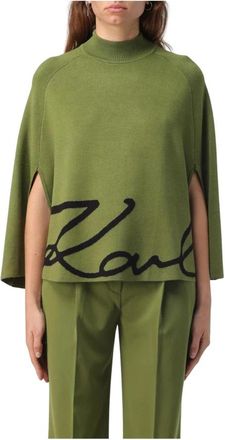 Karl Lagerfeld Cape Sleeve Mock Neck Sweater - Dames - Coltruien - Groen - M - Truien & Vesten