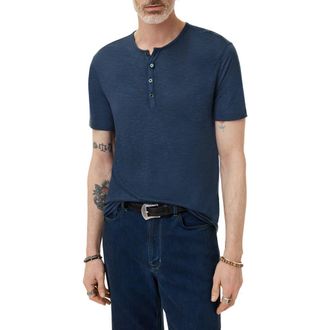John Varvatos Biello Slim Fit Henley Top in Pacific Blue at Nordstrom, Size Xx-Large