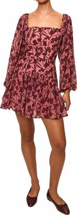 Hutch Dahlia Long Sleeve Square-Neck Mini Dress In Rosewater